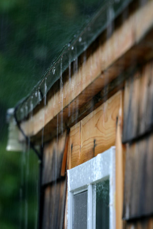 Rain pummeling roof